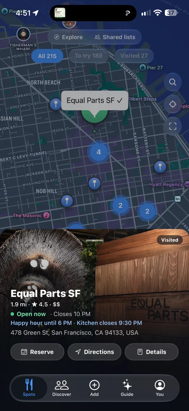 Your map: Tap the pin. Book the table.