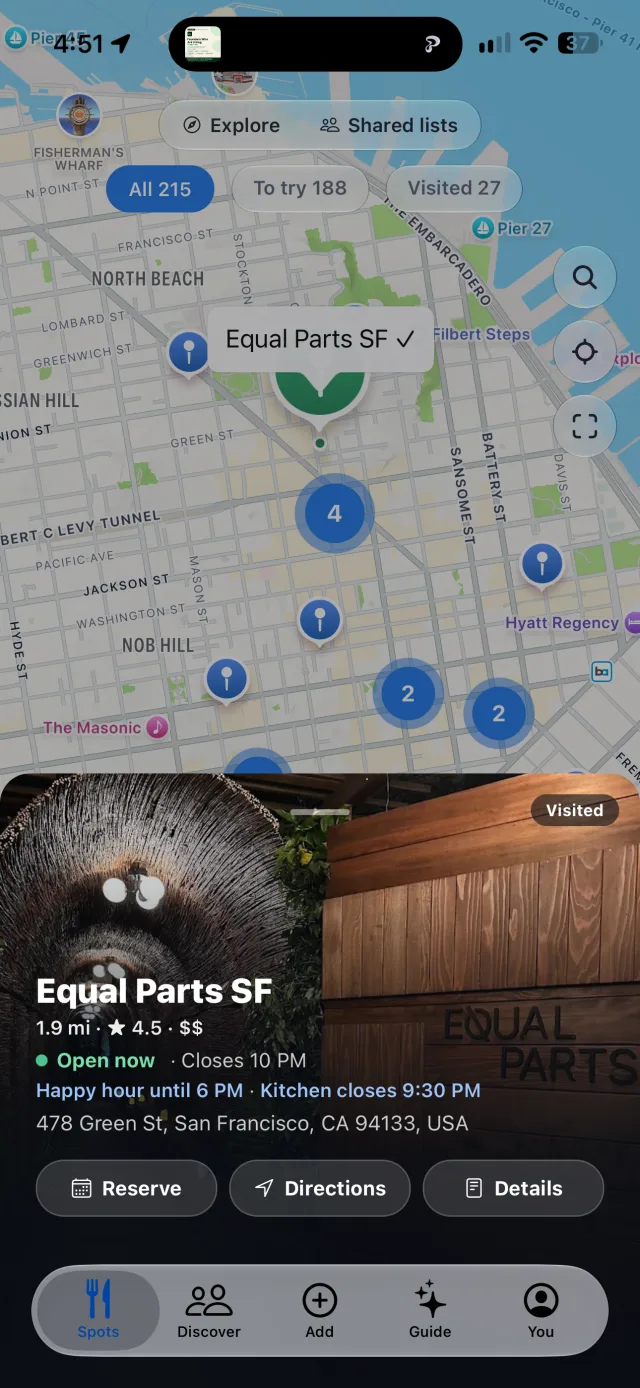 Your map: Tap the pin. Book the table.